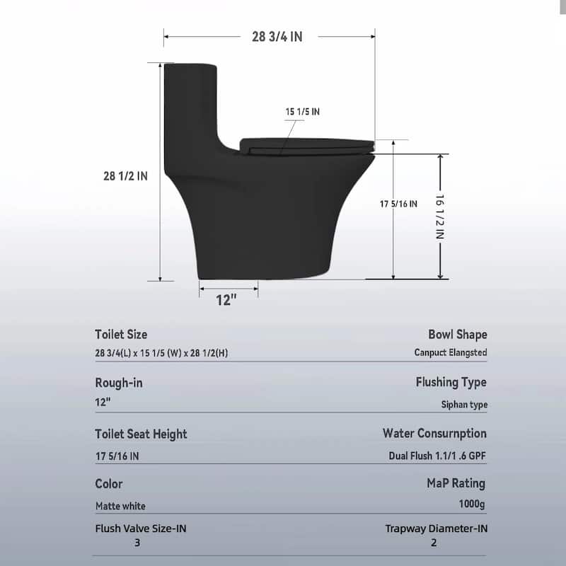 1.1/1.6 GPF Tornado Flush One-Piece Toilet Elongated,Soft Closing Seat, Button on Tank top,Chair Seat ADA Height 17"