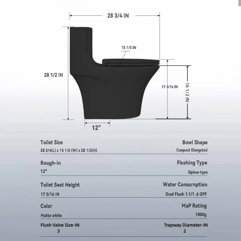 One Piece Elongated Toilet Tornado Flush. ADA Height 17 Inch. Dual Flush 1.1 1.6 GPF. MAP 1000g