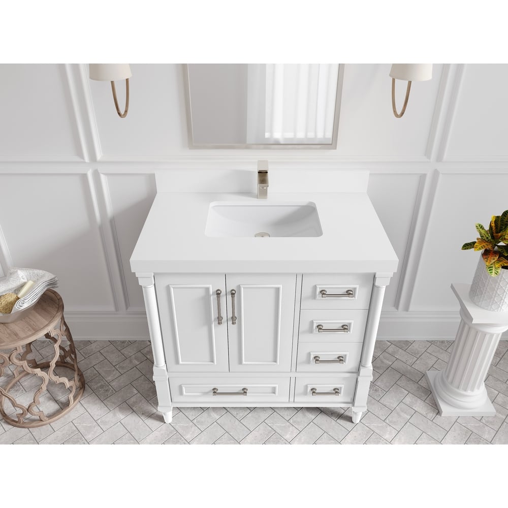 Willow Collections 36 in. W x 22 in. D Aberdeen Center Sink Left Bathroom Vanity with Countertop