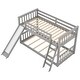 preview thumbnail 7 of 23, Twin over Twin Low Bunk Bed with Convertible Slide and Reversible Ladder, Grey - Space-Saving and Sturdy Wood Frame