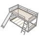 preview thumbnail 8 of 34, Wooden Low Bunkbeds Frame, Kids Bunk Bed w/Convertible Slide & Ladder