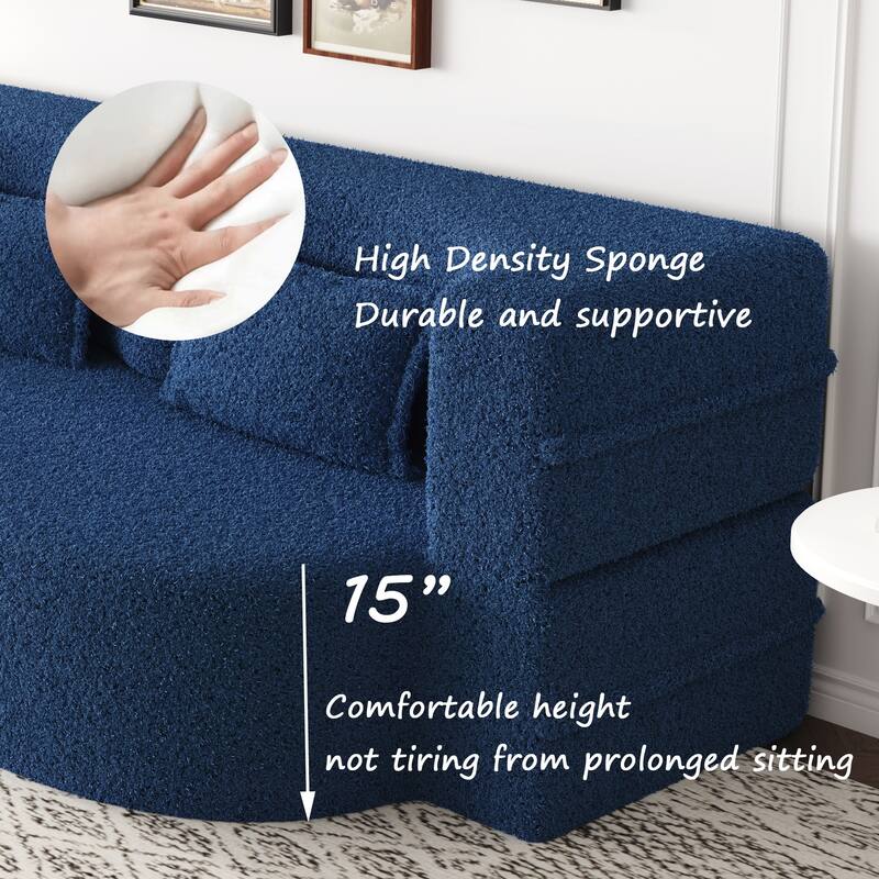 Convertible Teddy Fabric Foam-Filled Sleeper Sofa Bed