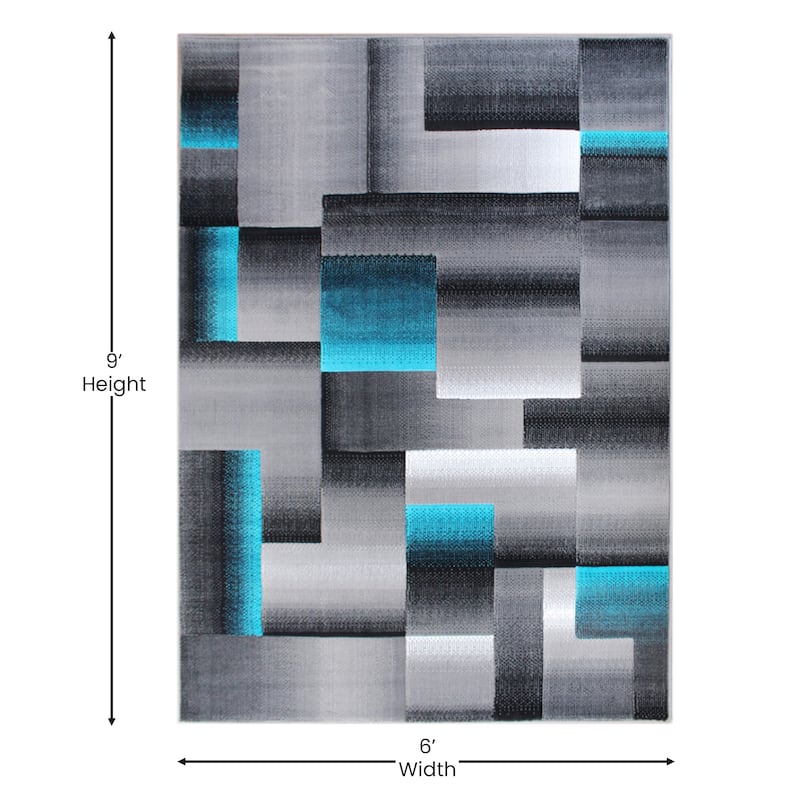 Modern Geometric Style Color Blocked Indoor Area Rug