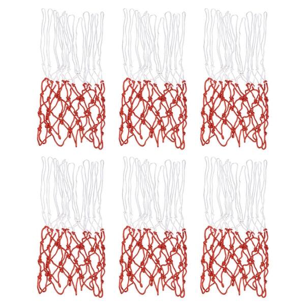 slide 2 of 7, 6Pcs 17.7" Polyester Basketball Hoop Net Replacement, White Red