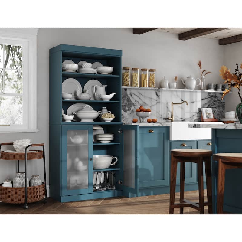 100% Solid Wood 32" Kitchen Pantry Cabinet with 2 Doors by Palace Imports