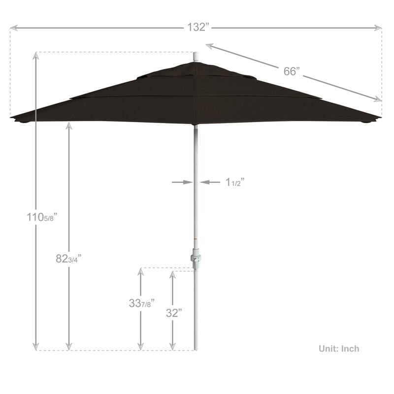 California Umbrella 11' Golden State Series Patio Umbrella White Aluminum Frame Crank Lift Collar Tilt Pacifica Pacific Blue