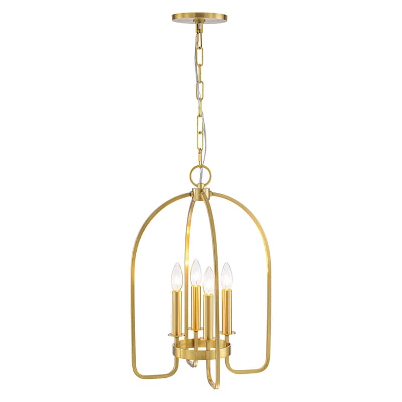 4-Light Modern Industrial Gold Candle Cage Pendant Traditional Lantern Kitchen Island Light - 14.1 in. W x 21.4 in. H