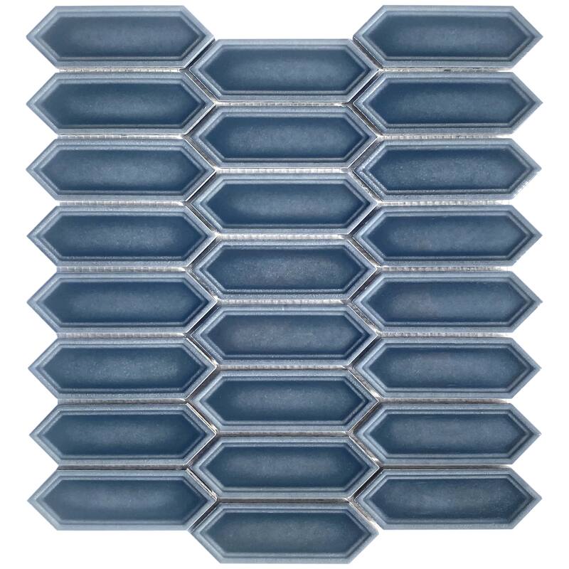 Forio 1.2" x 4.2" Picket Glossy Porcelain Mosaic Tile - Box of 5 sheets - Blue