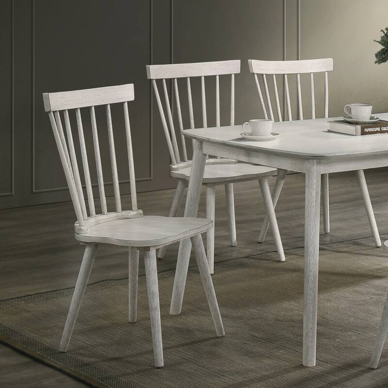 Farmhouse Dining Chair Side Chair Meeting Room Chair Set of 2 White Office Chair Coffee Chair with Wood Legs