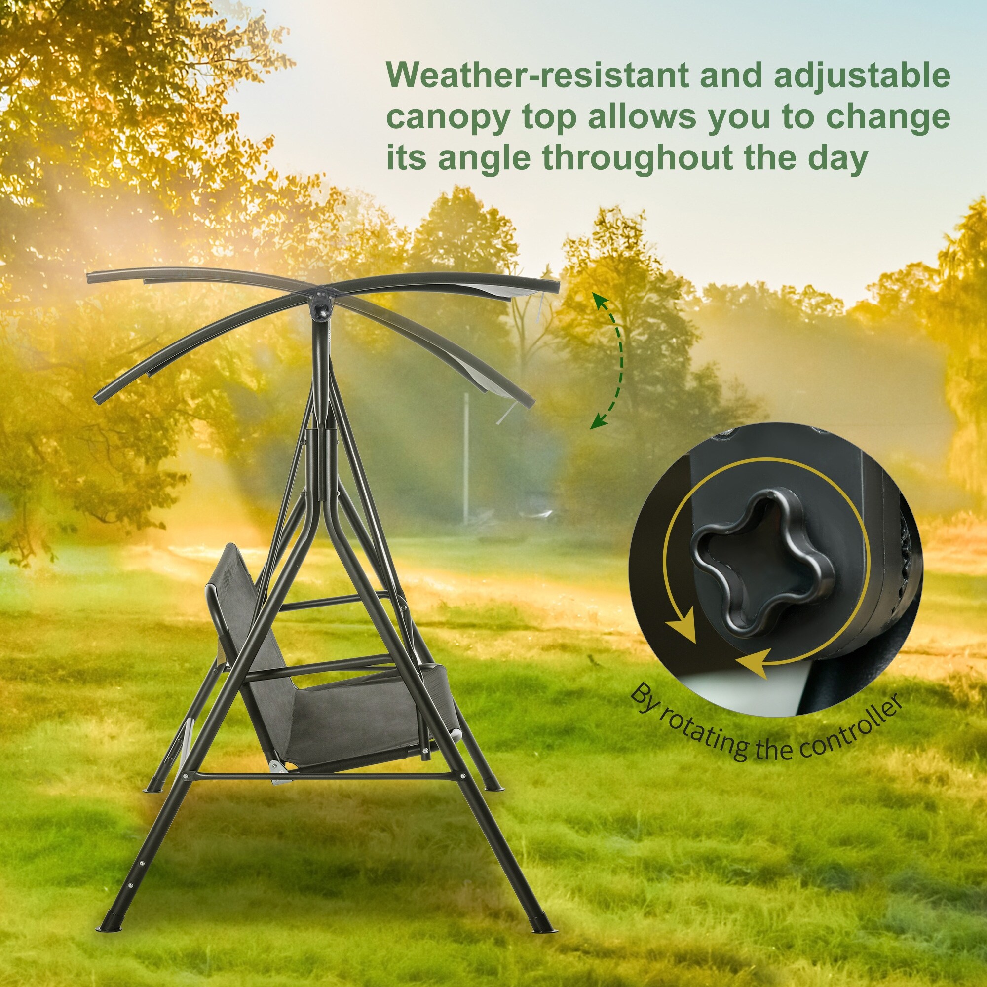 Outsunny 3 person Comfortable Porch Swing with Adjustable Tilt