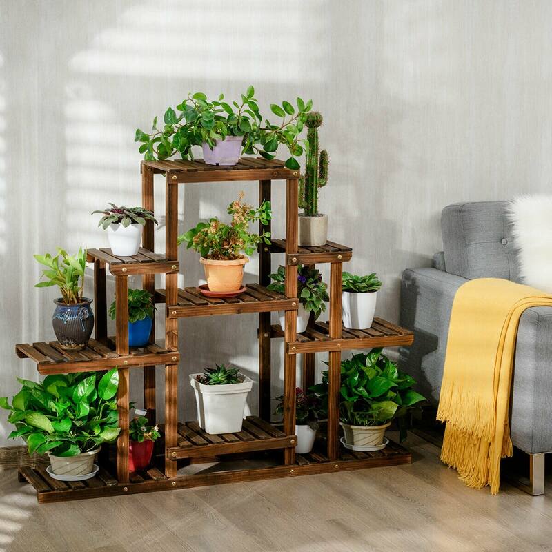 Gymax 6-Tier Flower Wood Stand Plant Display Rack Multifunctional - See Details