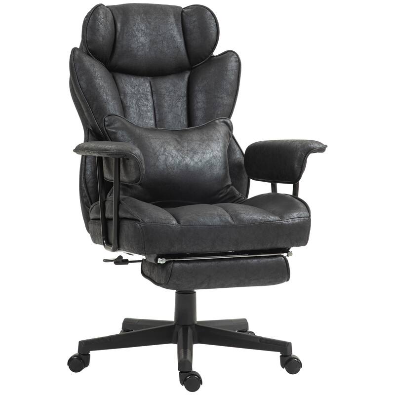 Big and Tall Executive Office Chair with Footrest, 400lbs Capacity, Adjustable Lumbar Support, Reclining Wide Seat, Black - Black