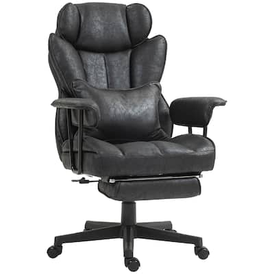 Big and Tall Executive Office Chair with Footrest, 400lbs Capacity, Adjustable Lumbar Support, Reclining Wide Seat, Black