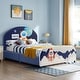 preview thumbnail 1 of 8, Costway Kids Upholstered Platform Bed Children Twin Size Wooden Bed Blue - 80'' x 42'' x 32''