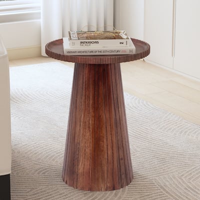 Christopher Knight Home 22"Pedestal Mango Wood Round End Table