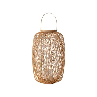 Hand-Woven Decorative Bamboo Lantern Candle Holder - 13.8"L x 13.8"W x 19.7"H