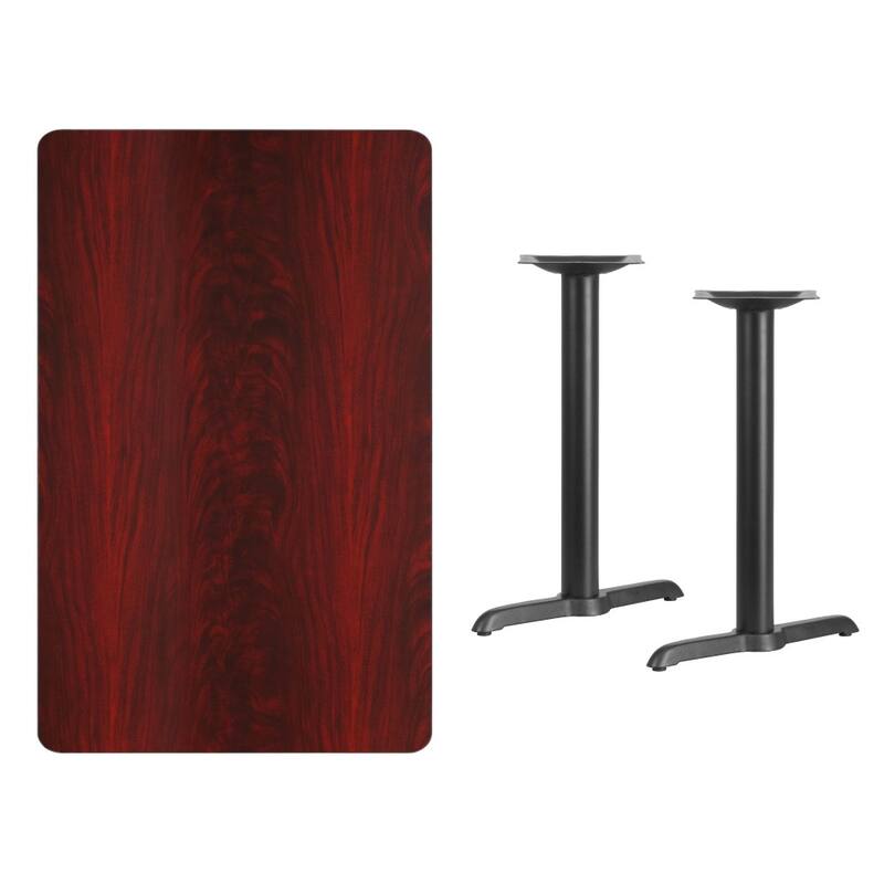 30'' x 48'' Rectangular Laminate Table Top with 5'' x 22'' Table Height Bases - 30"W x 48"D x 31.125"H - 30"W x 48"D x 31.125"H