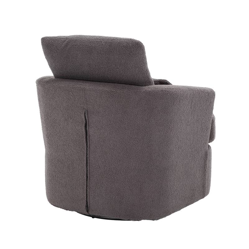 32.68" Swivel Barrel Chair with Metal Base