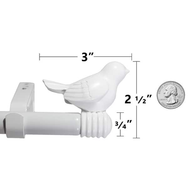 dimension image slide 7 of 11, Cute Bird Finial Adjustable Decorative Designer Curtain Rod
