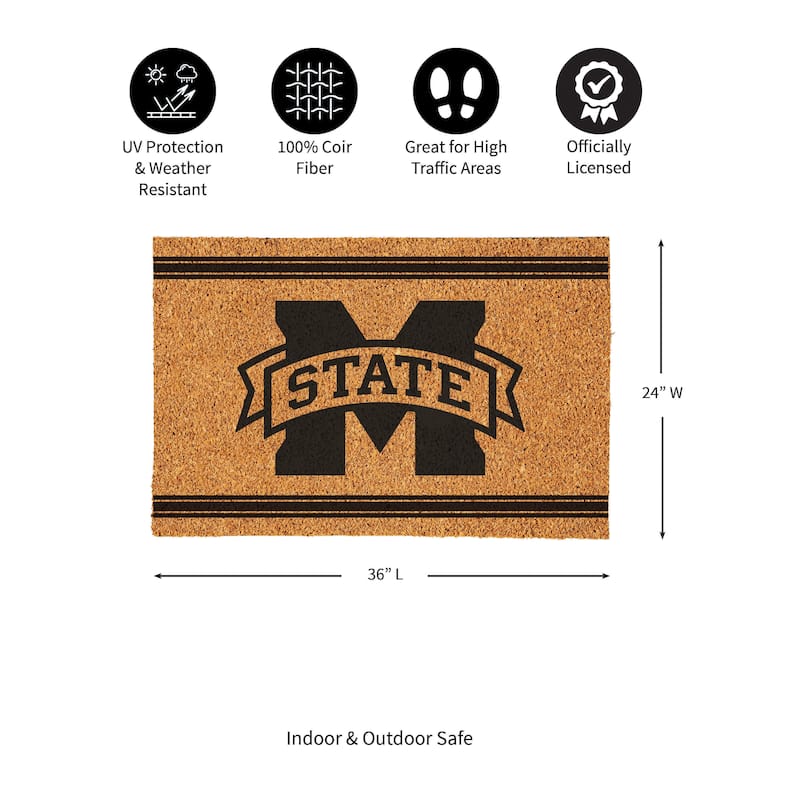 Mississippi State University Monochrome Indoor/Outdoor Coir Door Mat