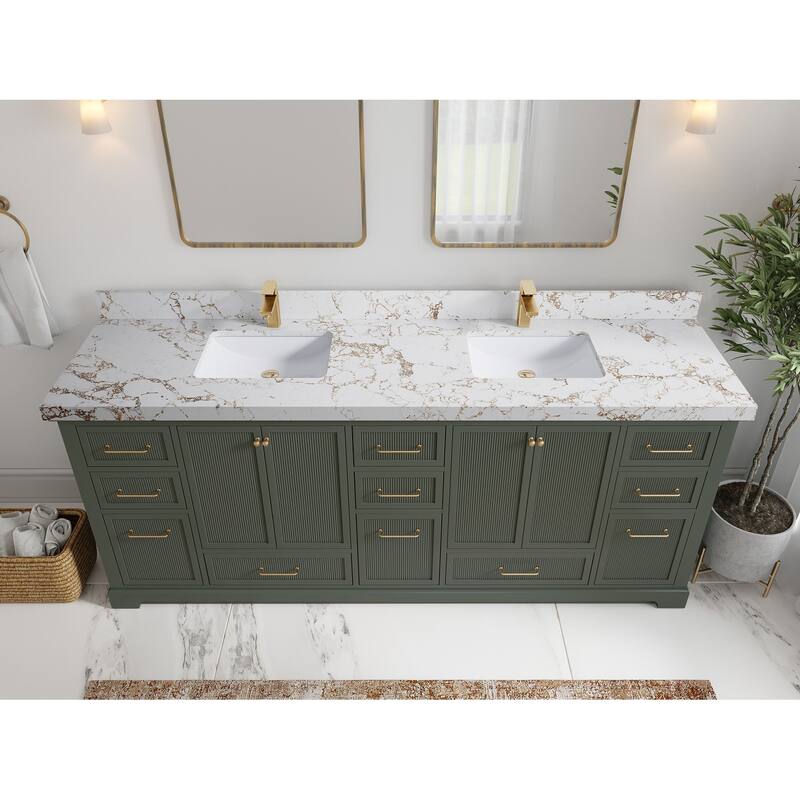 Willow Collections 84 in. W x 22 in. D Alys Double Bowl Sink Bathroom Vanity with Countertop