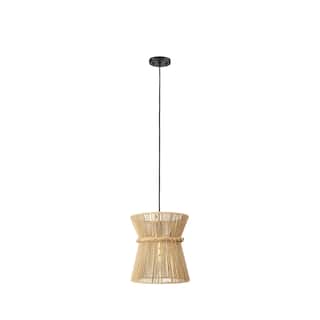 Innovations Lighting Sutton - 1 Light 12" Cord Hung Pendant - Matte Black Finish - Natural Shade