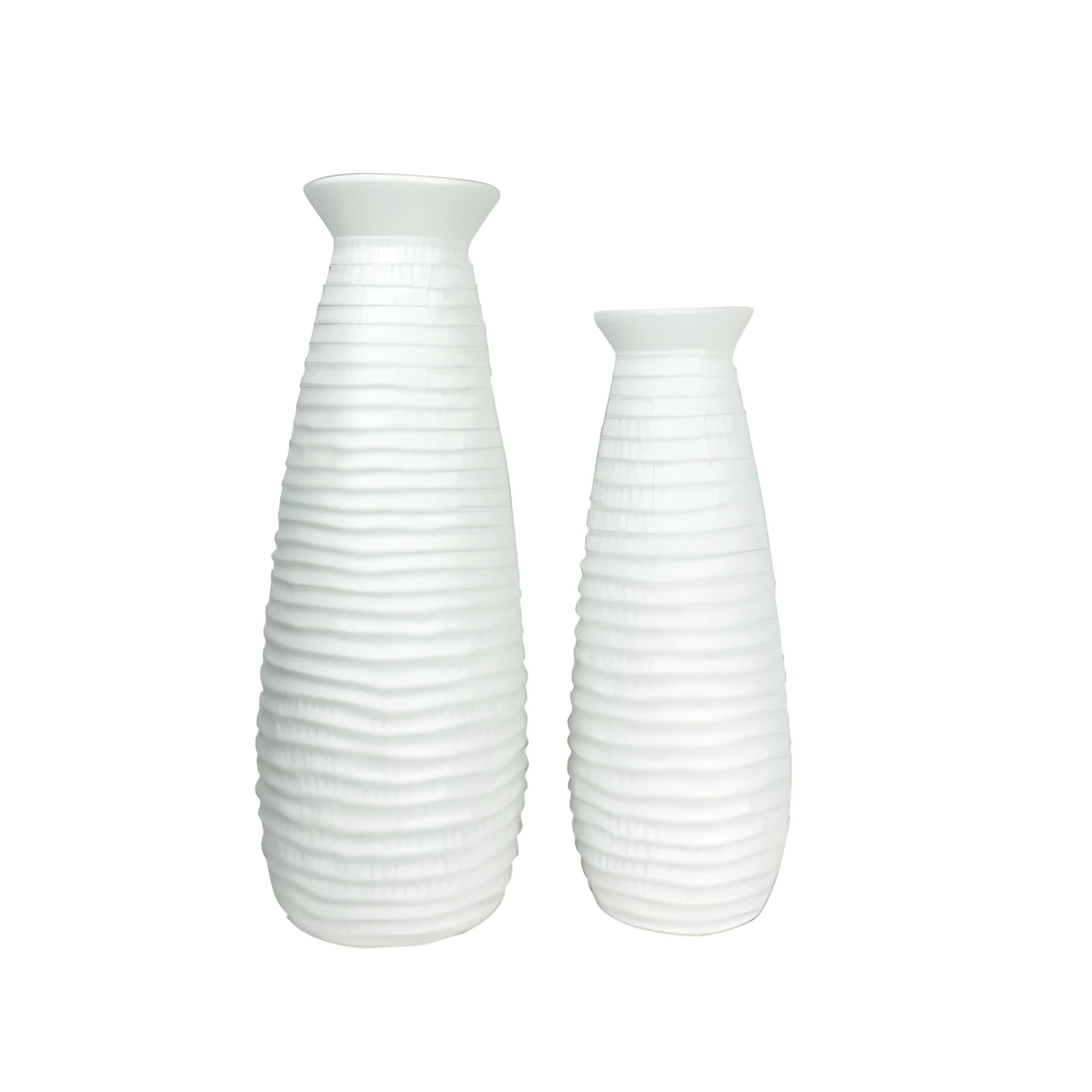 Aria Home White Ceramic Cylinder Vase Set Modern Minimal Decor