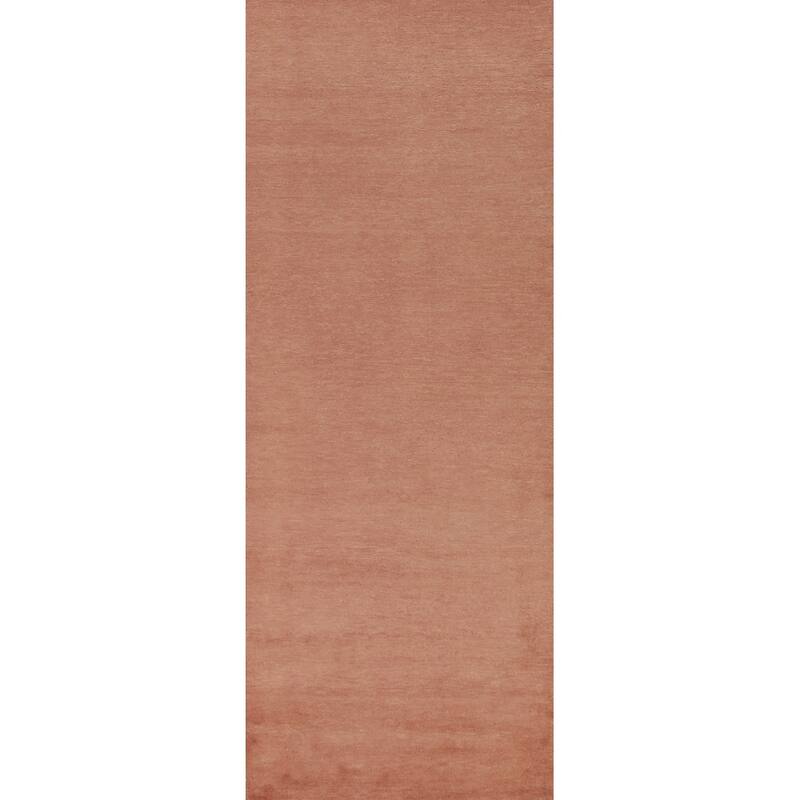 Hand Knotted Oriental 100% Wool Carpet Modern Solid Oranges & Rust Gabbeh Runner Rug - 10' 3'' X 3' 0''