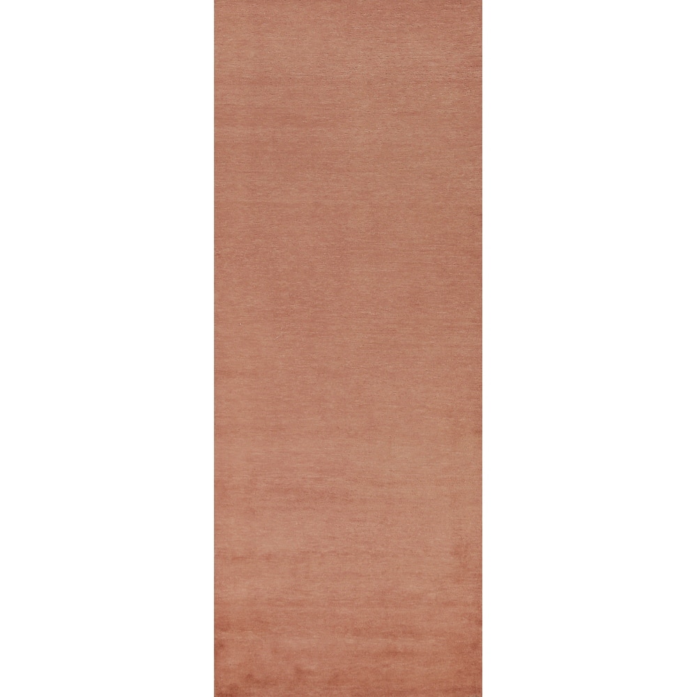 Hand Knotted Oriental 100% Wool Carpet Modern Solid Oranges & Rust Gabbeh Runner Rug - 10' 3'' X 3' 0''