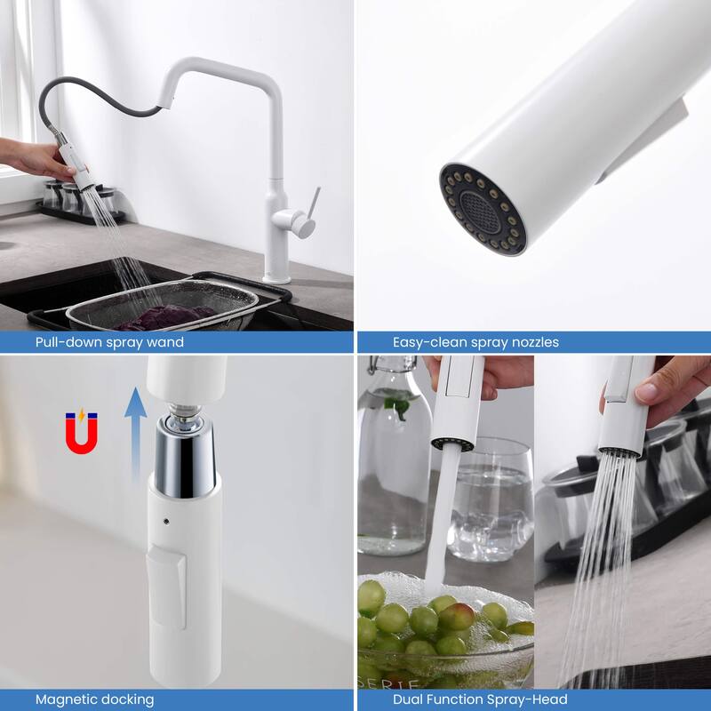 Brass High Arc Single Lever Kitchen Faucet with Pull Down Sprayer