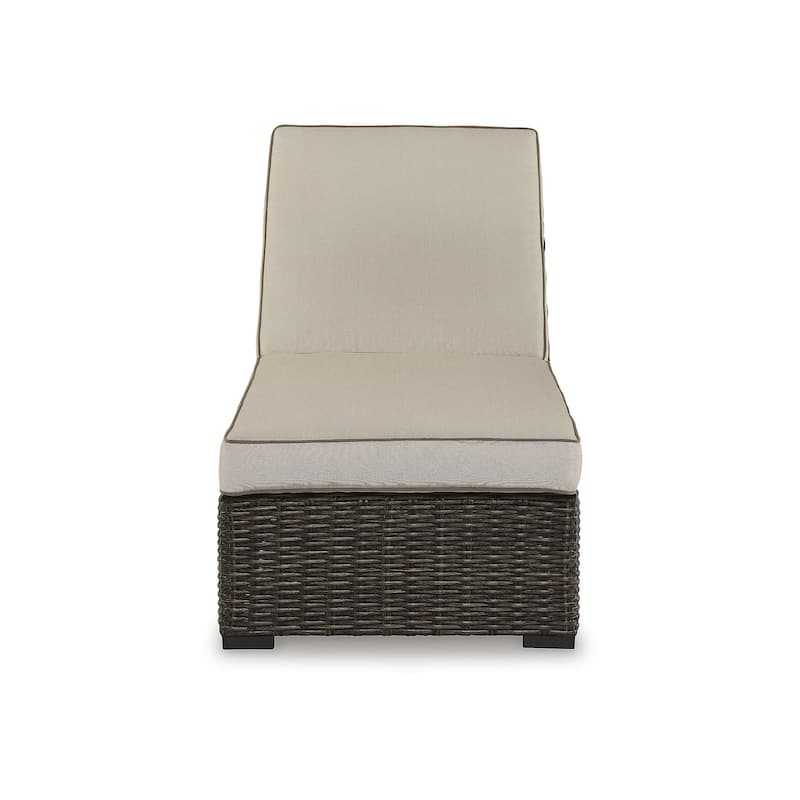 Signature Design by Ashley Coastline Bay Brown Outdoor Chaise Lounge with Cushion - 28.13" W x 76.88" D x 17.25" H