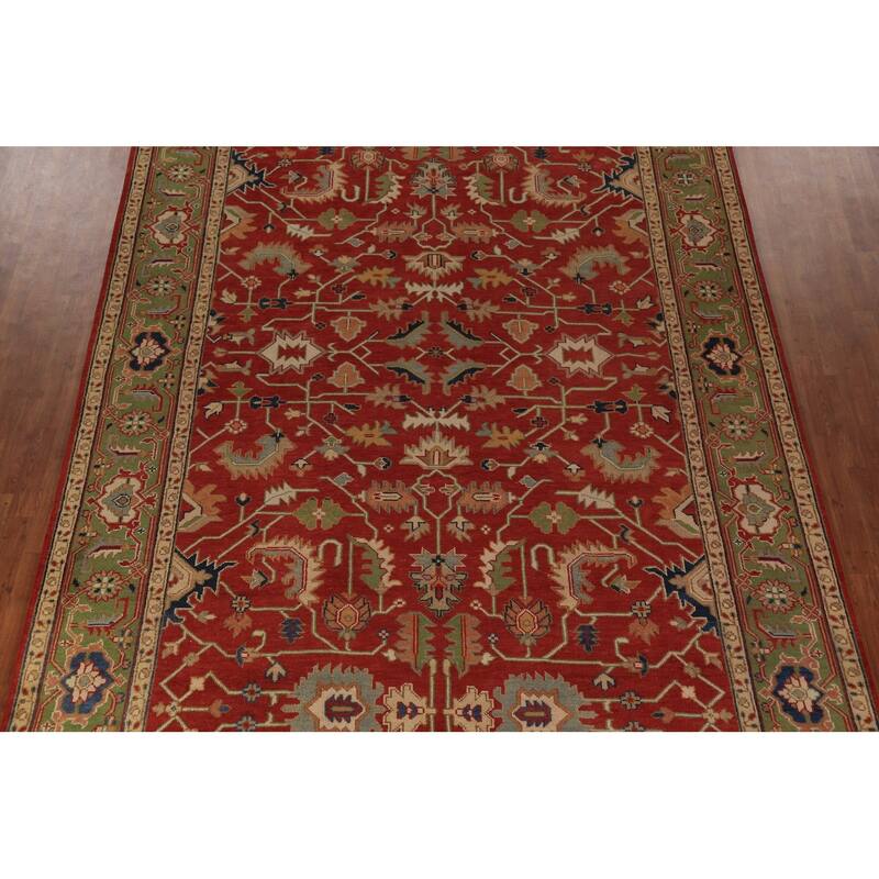 All-Over Large Oushak Indian Rug Handmade Wool Carpet - 8'11"x 18'0"