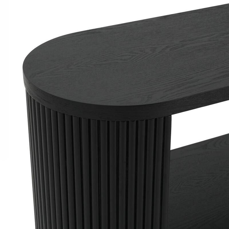 Modern Entryway Console Table - Slim Sofa Table with Open Shelf & Elegant Wood Grain, Hallway Table for Living Room