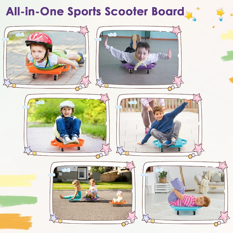 Gymax Children Balance Board Sitting Scooter Board 6-Pack PP Floor