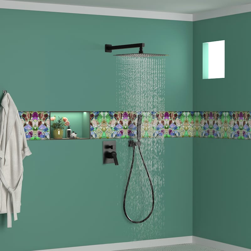 2.5 GPM 12 in. Wall Mount Dual Shower Heads with Pressure Balance Valve