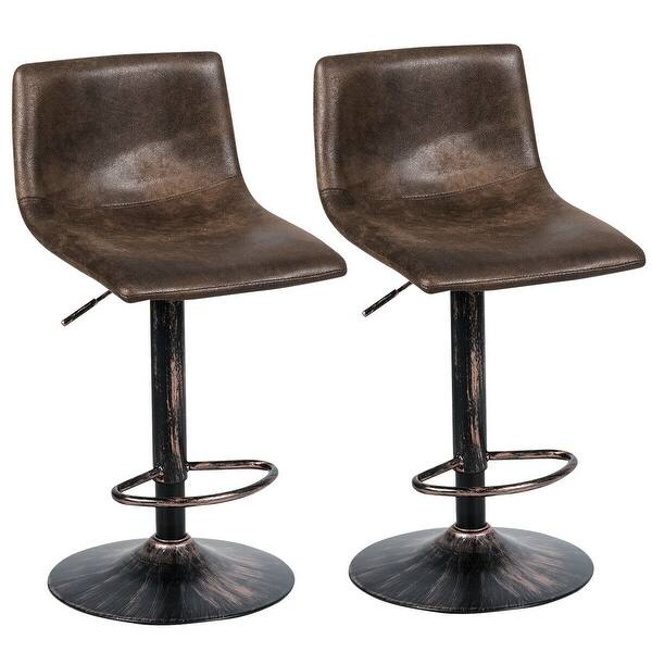 Gymax Set Of 2 Adjustable Bar Stools Swivel Bar Chairs Pub Kitchen Overstock 29888173