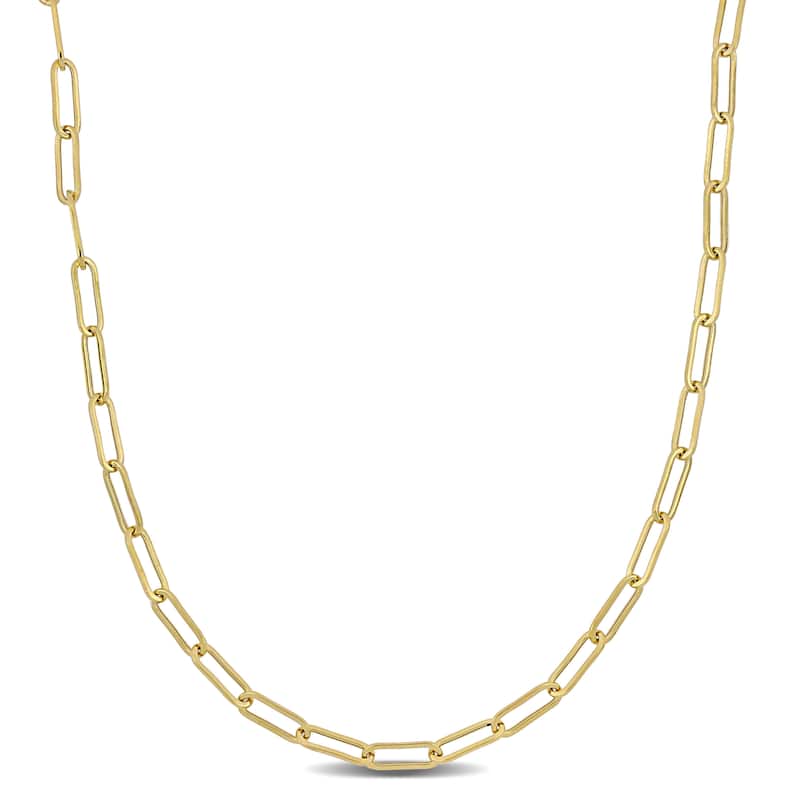 Miadora 3.3mm Polished Paperclip Chain Necklace in 14k Yellow Gold-18 in