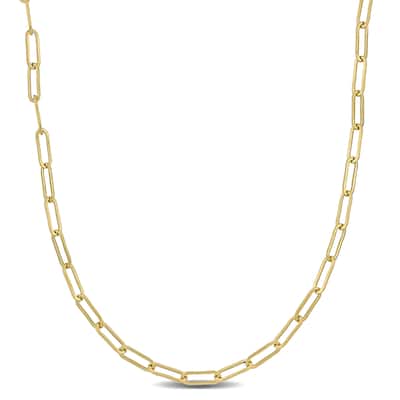 Miadora 3.3mm Polished Paperclip Chain Necklace in 14k Yellow Gold-18 in