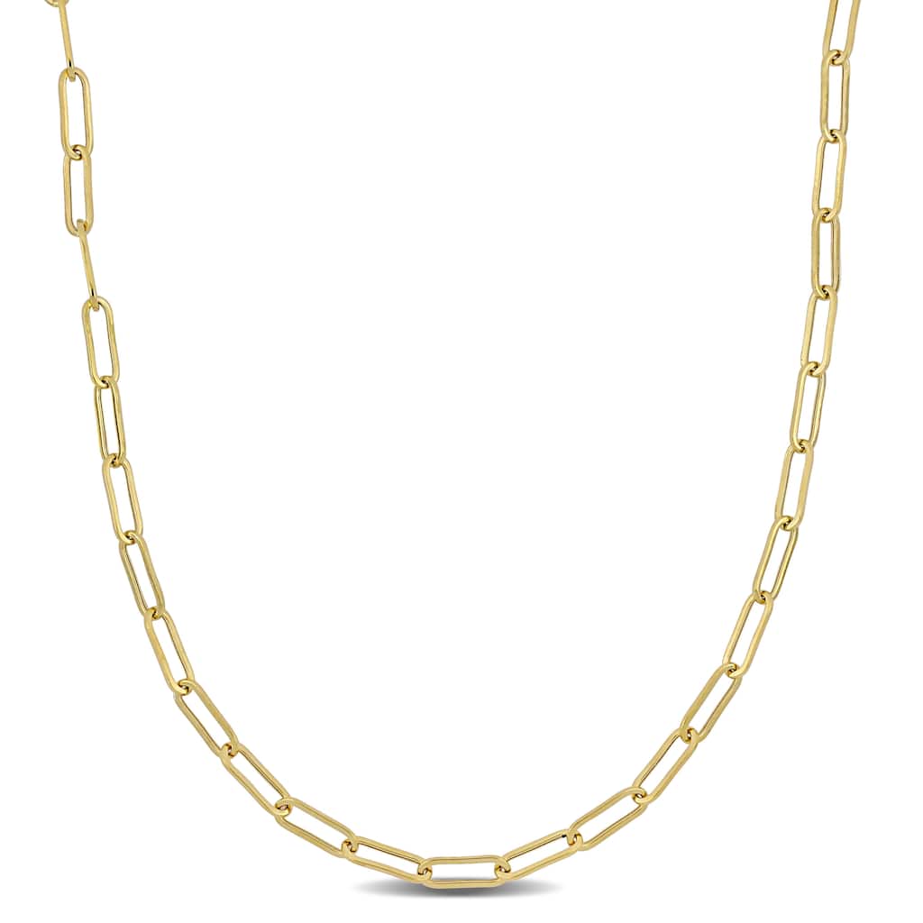 Miadora 3.3mm Polished Paperclip Chain Necklace in 14k Yellow Gold-18 in