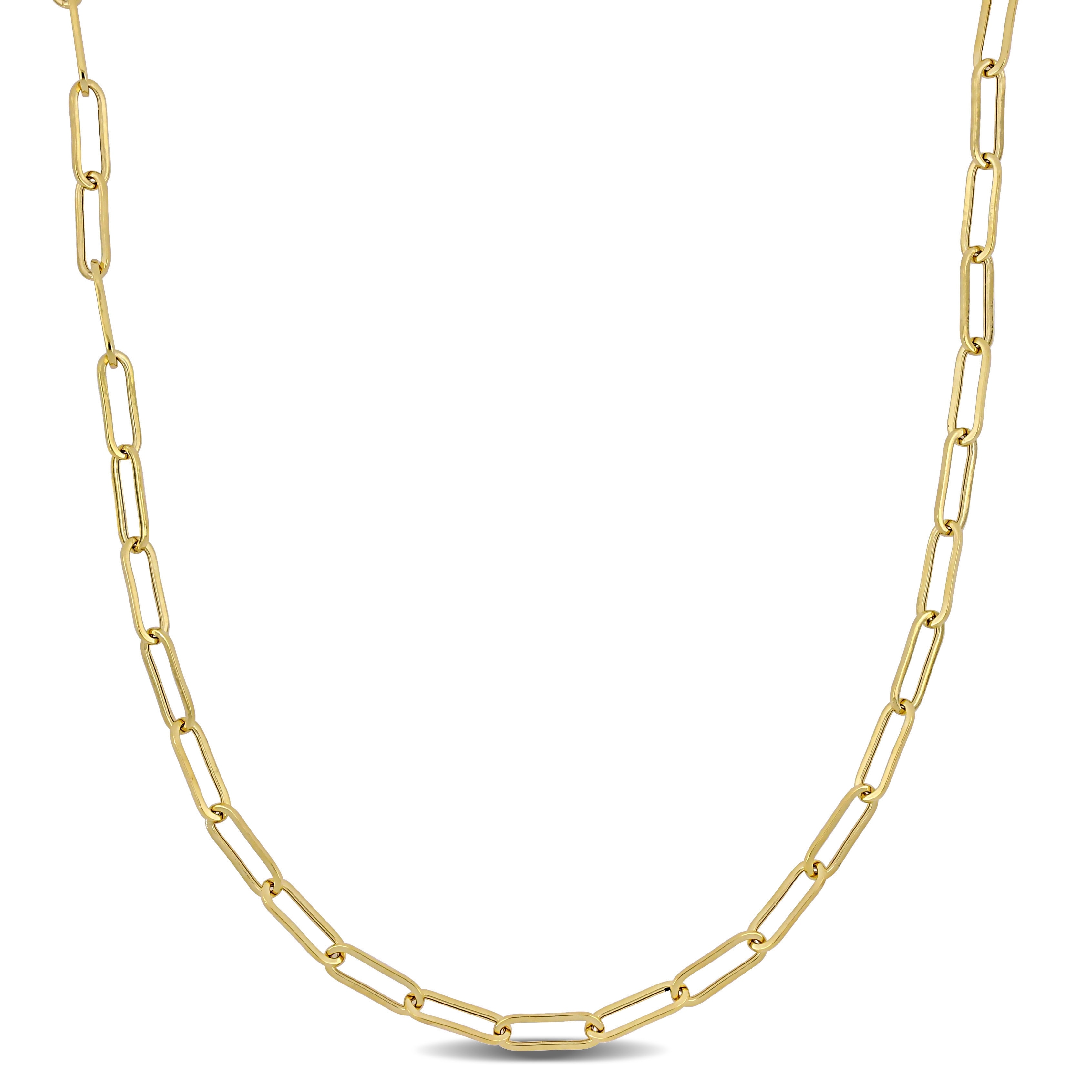 Miadora 3.3mm Polished Paperclip Chain Necklace in 14k Yellow Gold-18 in