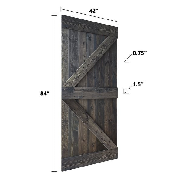 42in x 84in K Series Pine Wood Sliding Barn Door With Hardware Kit - On ...