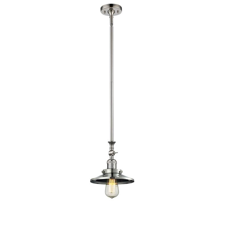 Innovations Lighting Railroad 8" Wide Adjustable Mini Pendant - Polished Nickel / Metal Shade