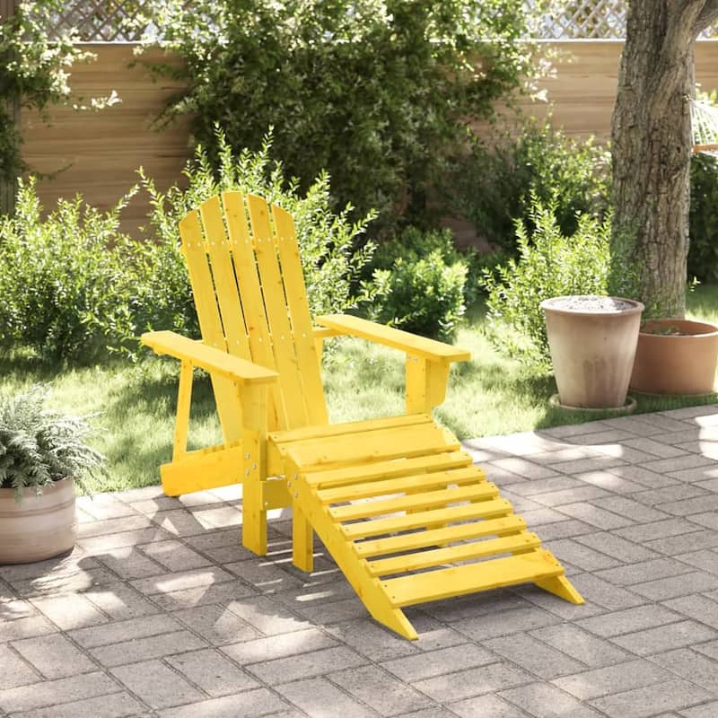 vidaXL Adirondack Chair Yellow Solid Fir Wood Medium Ergonomic - 57.3 x 27.2 x 35.6 in