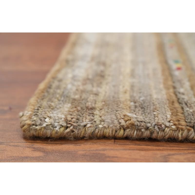 Hand Knotted Oriental Viscose Silk Carpet Tribal Animal Pictorial Brown Gabbeh Area Rug - 9' 3'' X 9' 5''