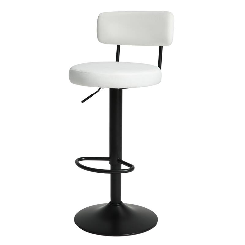 Upholstered Curved Backrest Adjustable Swivel Bar Stools Set of 2