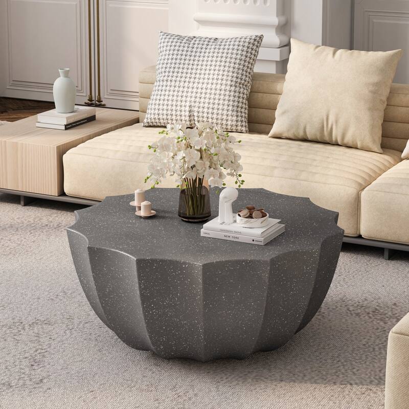 35.43" Modern Coffee Table, MgO Cement Coffee Table - Grey