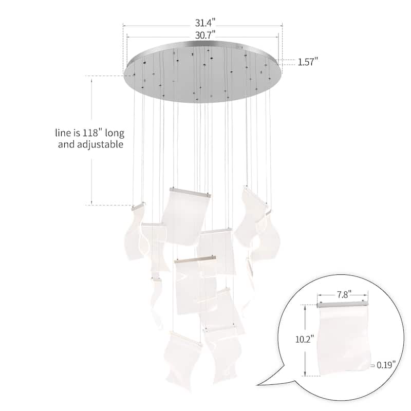 Rinkle Led Acrylic Leaf Multi Pendant Lamp Stairway Chandelier 12 Lights