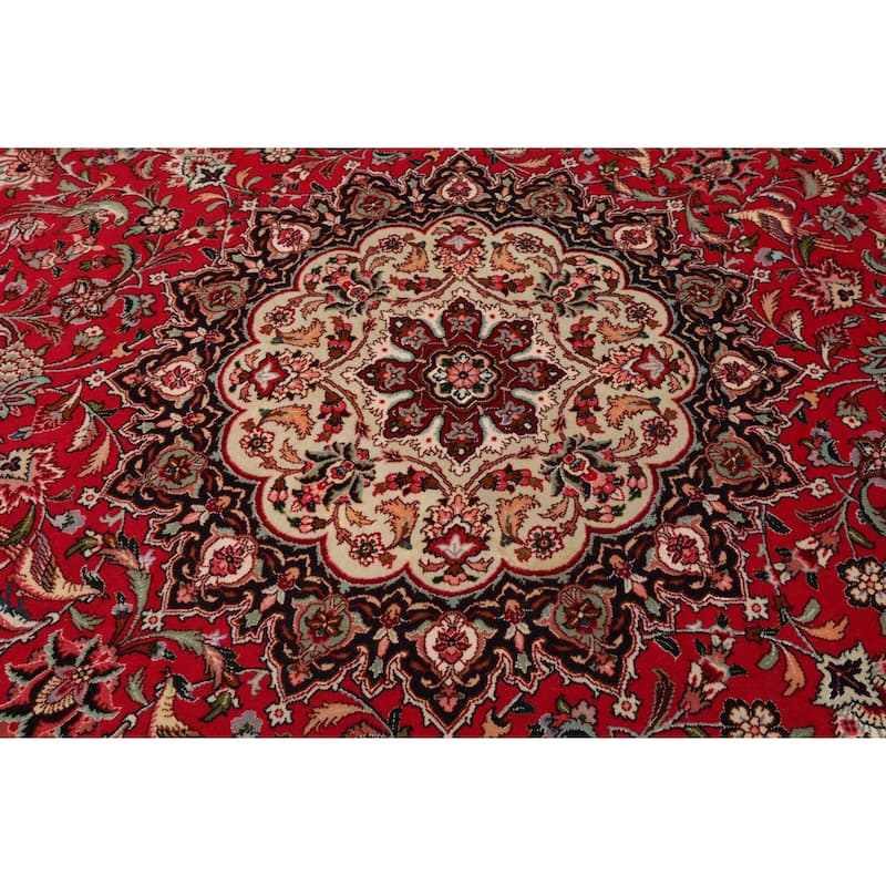 6'4''x6'4'' Round Hand Knotted Wool Red Round Oriental Area Rug - 6' 4'' x 6' 4''-Round