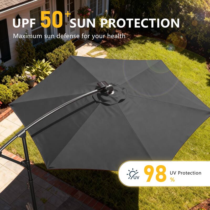 Outdoor 10FT LED lighted Patio Offset umbrella for Garden