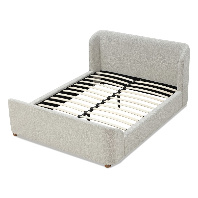 Kiki Upholstered Platform Bed in Cotton Ball Boucle